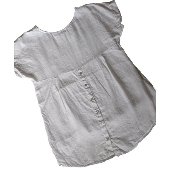 Terzo Millennio 100% Linen Tunic Button Back Top High/Low Italy White M Luxury - Picture 2 of 7